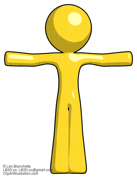 Yellow Design Mascot Man T-Pose Arms Up Standing #11116