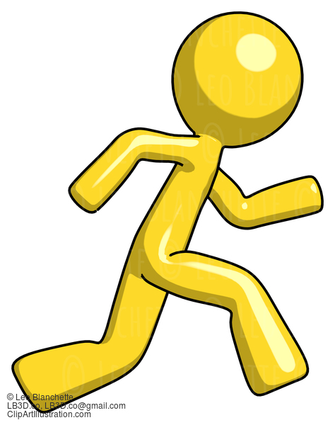 Yellow Design Mascot Man Running Fast Right #11125