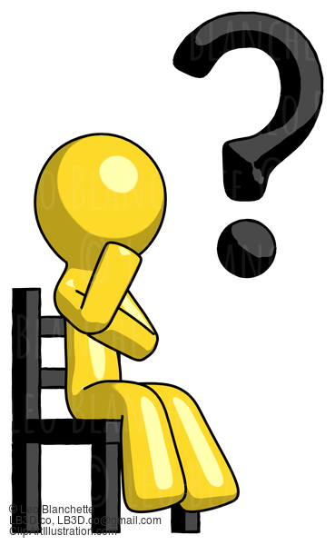 Yellow Design Mascot Man Question Mark Concept, Sitting On Chair Thinking #11130