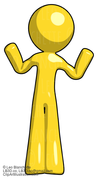 Yellow Design Mascot Man Shrugging Confused #11131