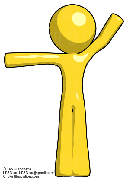 Yellow Design Mascot Man Directing Traffic Left #11143