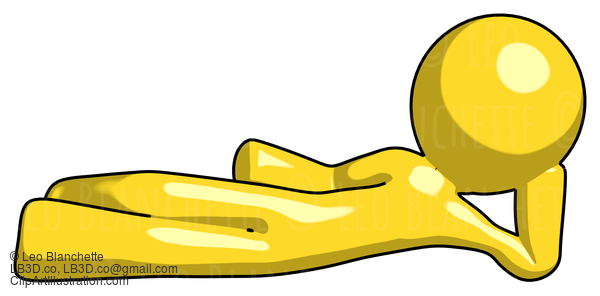 Yellow Design Mascot Man Reclined On Side #11144