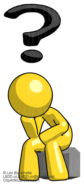 Yellow Design Mascot Man Thinker Question Mark Concept #11158