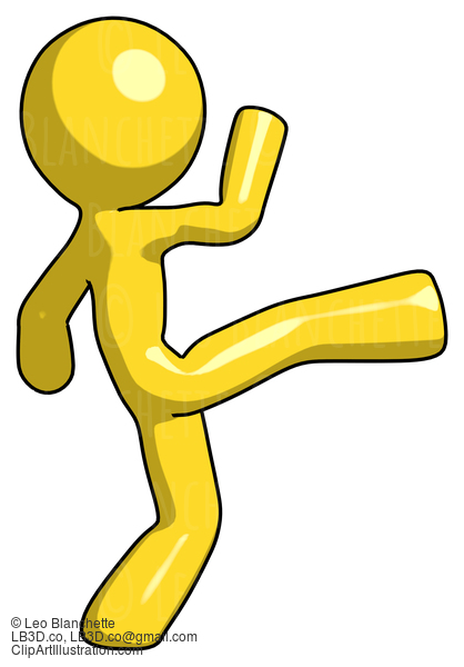 Yellow Design Mascot Man Kick Pose #11159