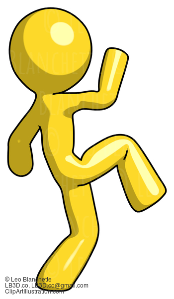 Yellow Design Mascot Man Kick Pose Start #11160