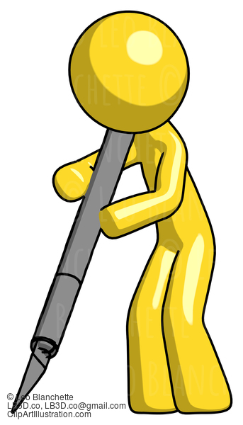 Yellow Design Mascot Man Cutting With Large Scalpel #11170