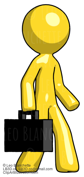 Yellow Design Mascot Man Walking With Briefcase To The Right #11174