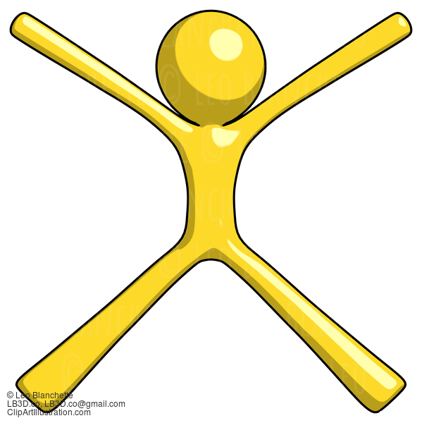 Yellow Design Mascot Man With Arms And Legs Stretched Out #11176