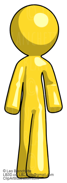 Yellow Design Mascot Man Walking Front View #11184