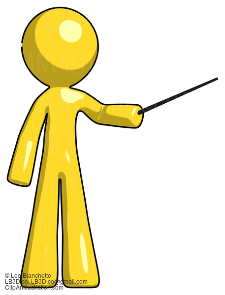 Yellow Design Mascot Man Teacher Or Conductor With Stick Or Baton Directing #11188