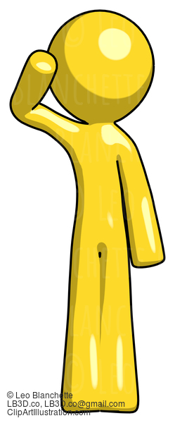 Yellow Design Mascot Man Soldier Salute Pose #11192