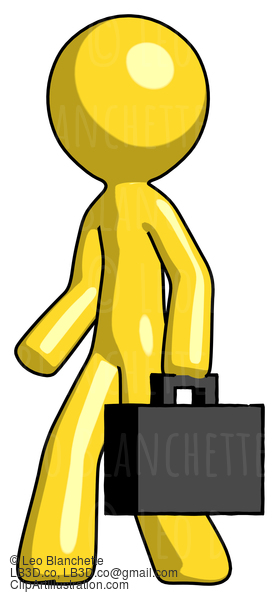 Yellow Design Mascot Man Walking With Briefcase To The Left #11194