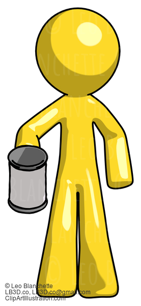 Yellow Design Mascot Man Begger Holding Can Begging Or Asking For Charity #11204