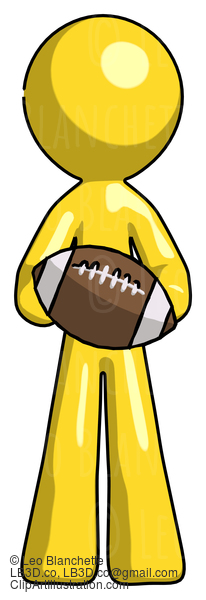 Yellow Design Mascot Man Giving Football To You #11207