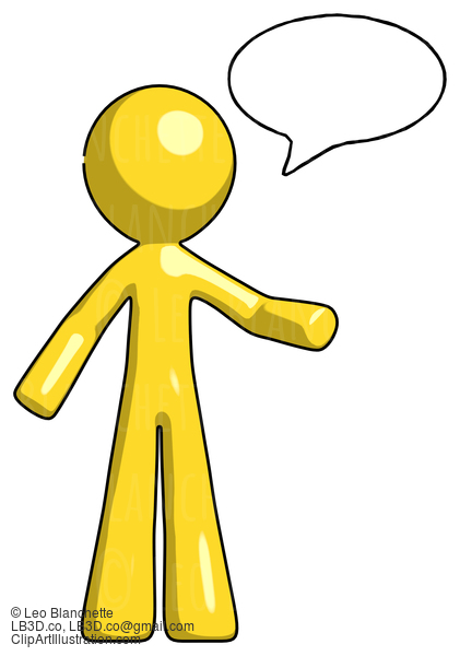 Yellow Design Mascot Man With Word Bubble Talking Chat Icon #11218