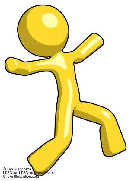 Yellow Design Mascot Man Running Away In Hysterical Panic Direction Right #11219