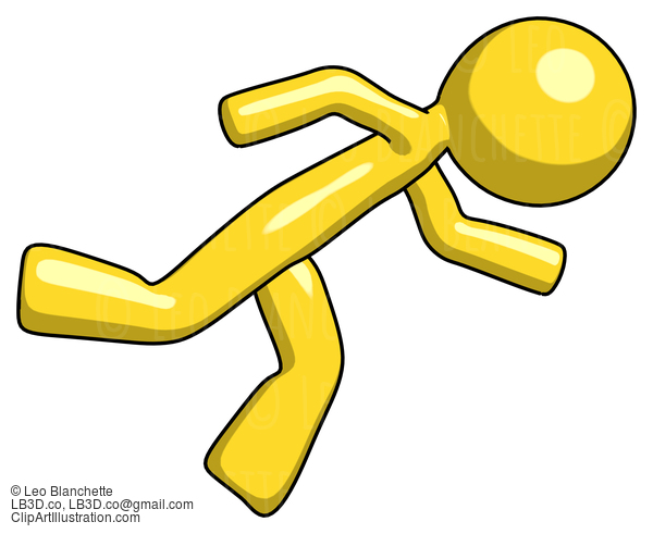 Yellow Design Mascot Man Running While Falling Down #11237