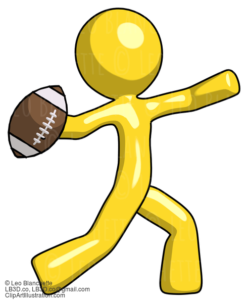 Yellow Design Mascot Man Throwing Football #11241