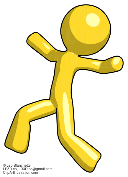 Yellow Design Mascot Man Running Away In Hysterical Panic Direction Left #11252