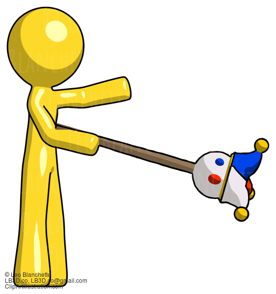 Yellow Design Mascot Man Holding Jesterstaff - I Dub Thee Foolish Concept #11259