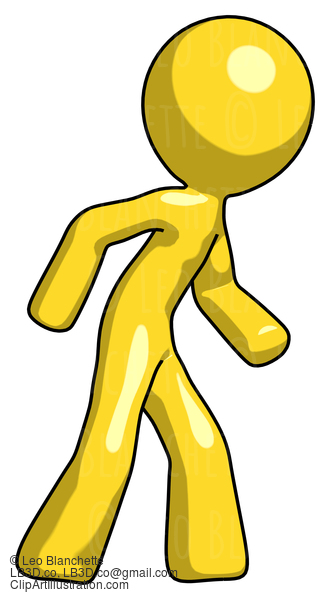 Yellow Design Mascot Man Suspense Action Pose Facing Right #11260