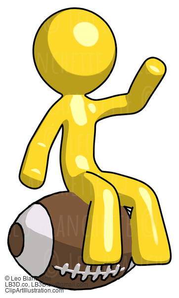 Yellow Design Mascot Man Sitting On Giant Football #11265