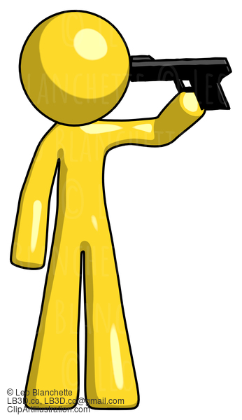 Yellow Design Mascot Man Suicide Gun Pose #11276