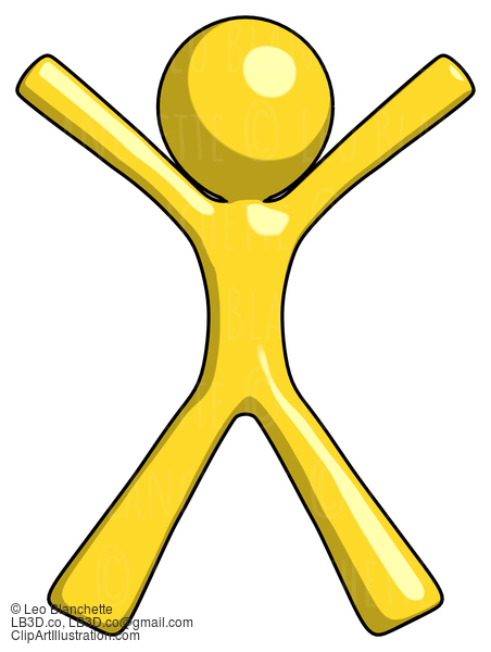 Yellow Design Mascot Man Jumping Or Flailing #11278