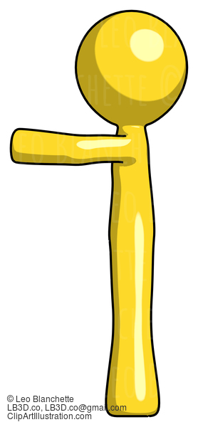 Yellow Design Mascot Man Pointing Left #11291