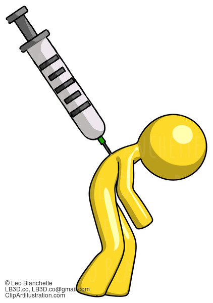 Yellow Design Mascot Man Killed By Drugs, Syringe Stabbing In Back #11296