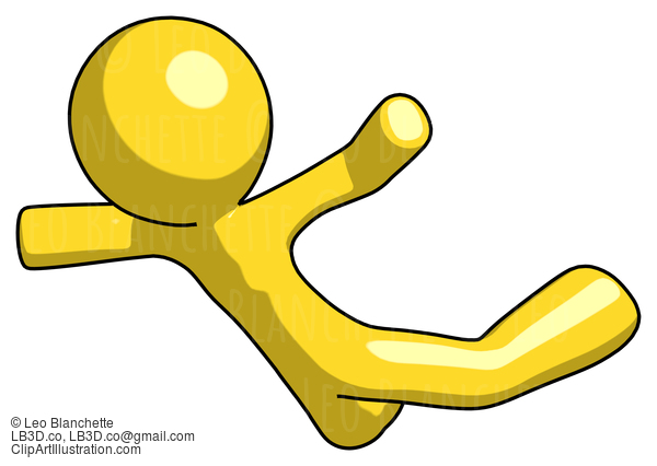 Yellow Design Mascot Man Skydiving Or Falling To Death #11338