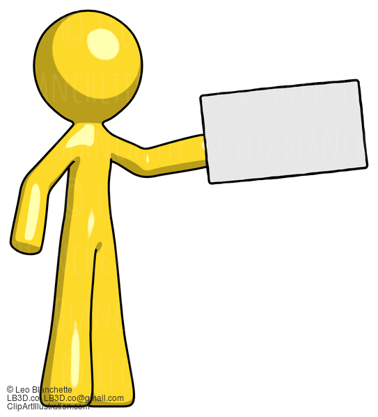 Yellow Design Mascot Man Holding Large Envelope #11342