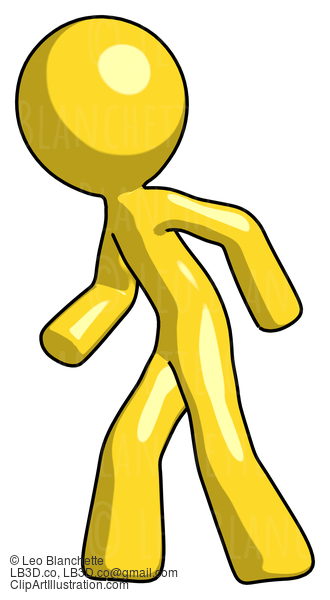 Yellow Design Mascot Man Suspense Action Pose Facing Left #11345