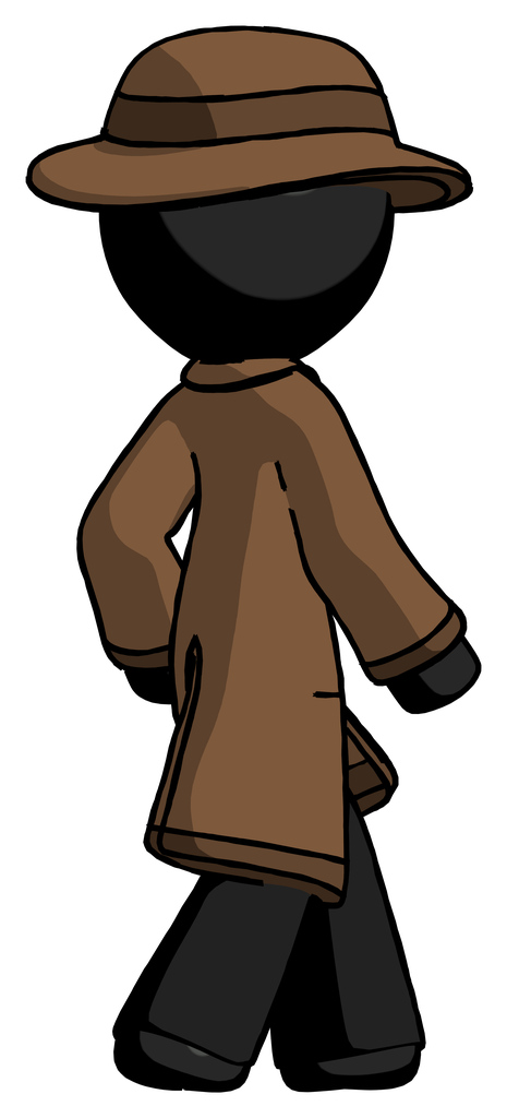 Black Detective man walking away direction right view