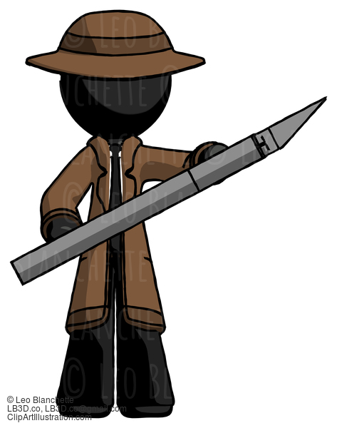 Black Detective Man Holding Large Scalpel #2517