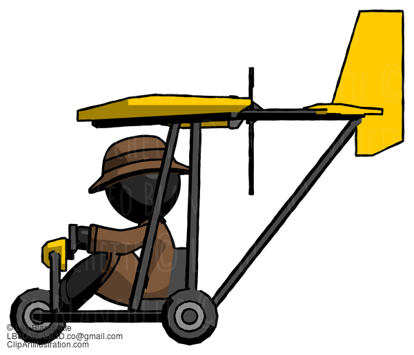 Black Detective Man In Ultralight Aircraft Side View #2532