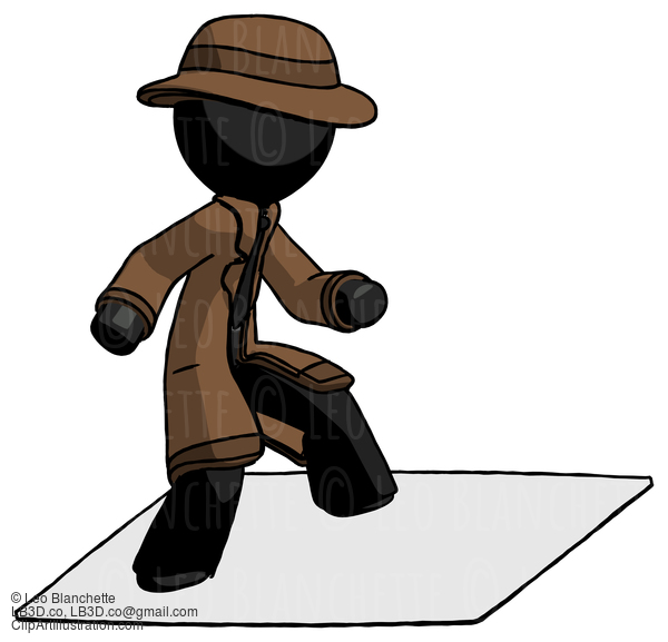 Black Detective Man On Postage Envelope Surfing #2551