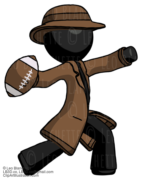 Black Detective Man Throwing Football #2552