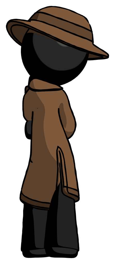 Black Detective Man Thinking, Wondering, or Pondering Rear View