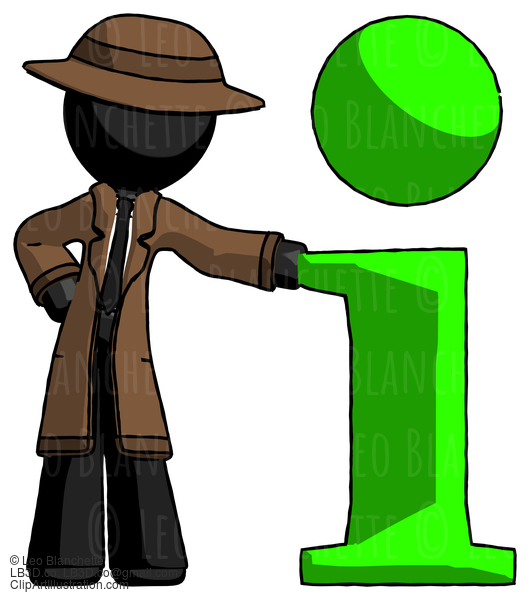 Black Detective Man With Info Symbol Leaning Up Against It #2611