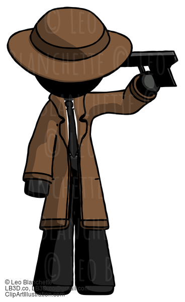 Black Detective Man Suicide Gun Pose #2613