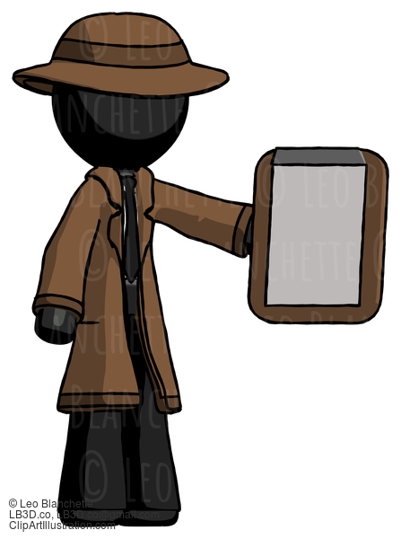 Black Detective Man Showing Clipboard To Viewer #2618