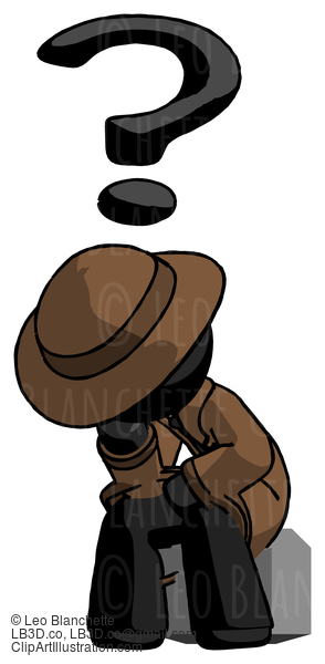 Black Detective Man Thinker Question Mark Concept #2665