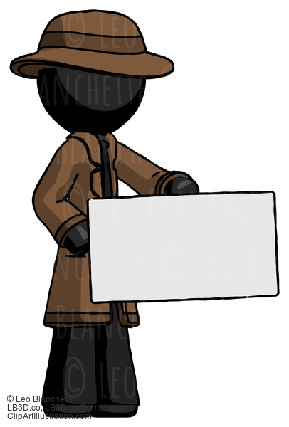 Black Detective Man Presenting Large Envelope #2680