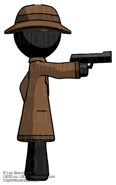 Black Detective Man Firing A Handgun #2682