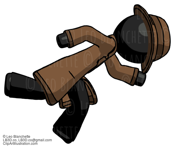 Black Detective Man Running While Falling Down #2683