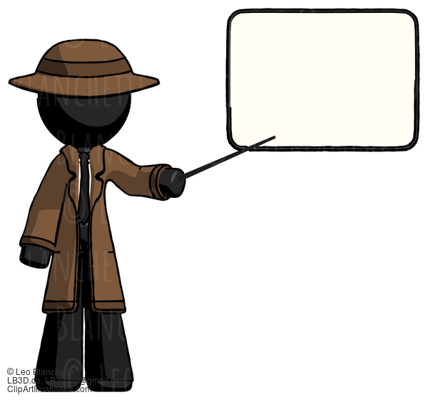 Black Detective Man Giving Presentation In Front Of Dry-Erase Board #2691