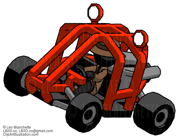 Black Detective Man Riding Sports Buggy Side Top Angle View #2693