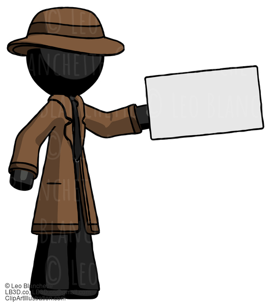 Black Detective Man Holding Large Envelope #2699