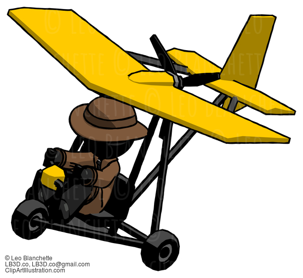 Black Detective Man In Ultralight Aircraft Top Side View #2703